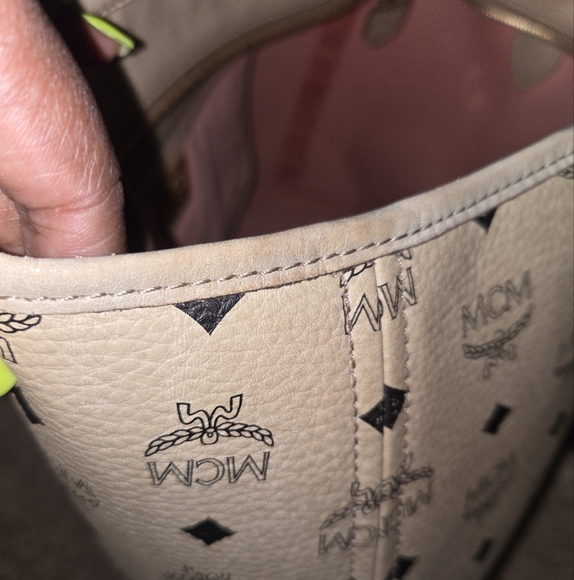 MCM Beige & Pink Stripe Shoulder Bag w/Certificate of Authenticity - Picture 10 of 15